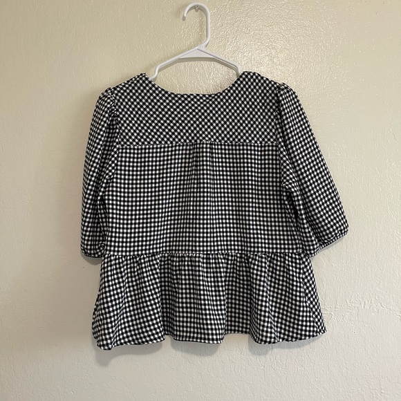 Monteau Black and White Checkered Top with Bow Details - Picture 5 of 6